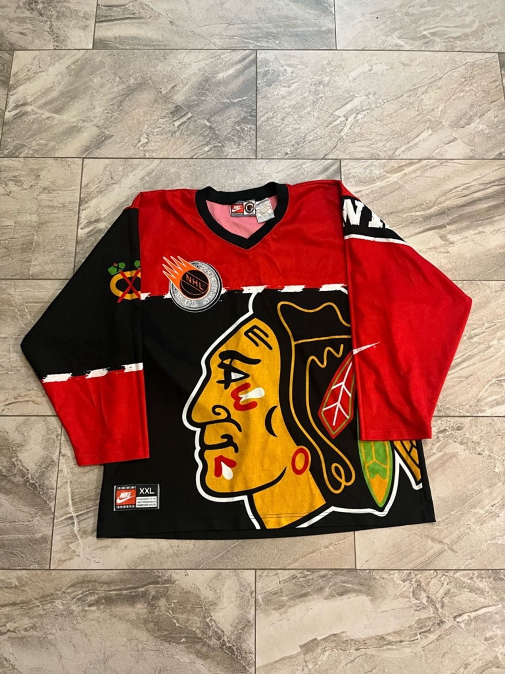 Vintage Nike Chicago Blackhawks all over print Hockey Jersey